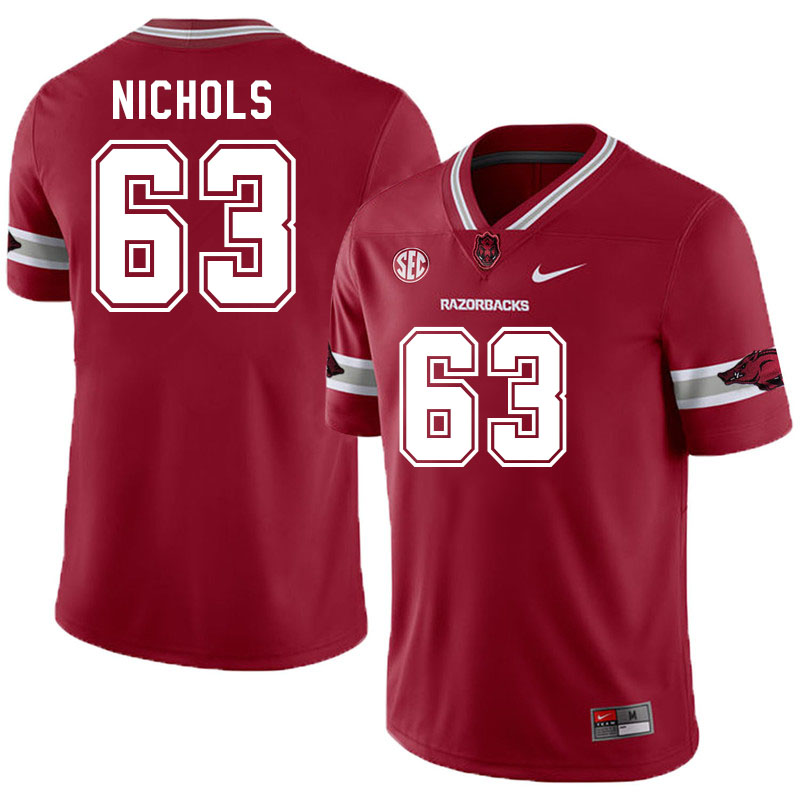 Men #63 Addison Nichols Arkansas Razorbacks College Football Jerseys Stitched-Alternate Cardinal